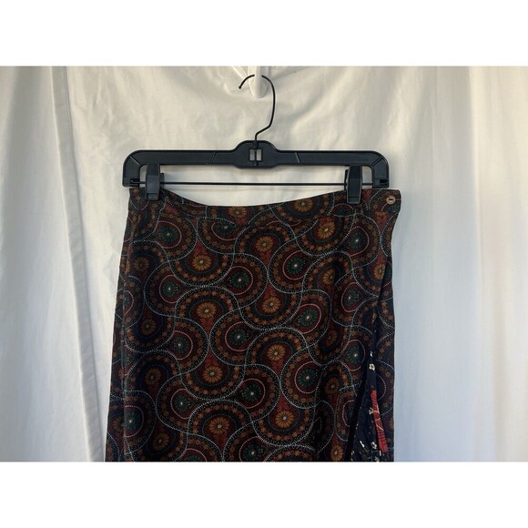 Farm Rio Mermaid Skirt Small Brown Abstract Ruffled Cordoba Wrap Boho Western - Picture 7 of 12